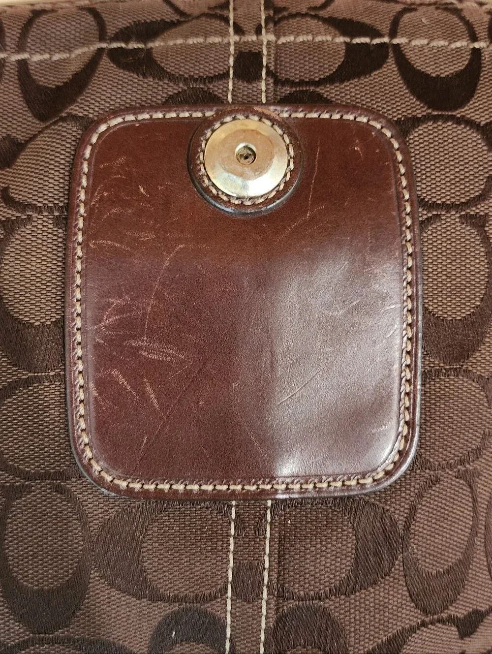 Coach Brown Signature Canvas Messenger with Dark Leather Trim
